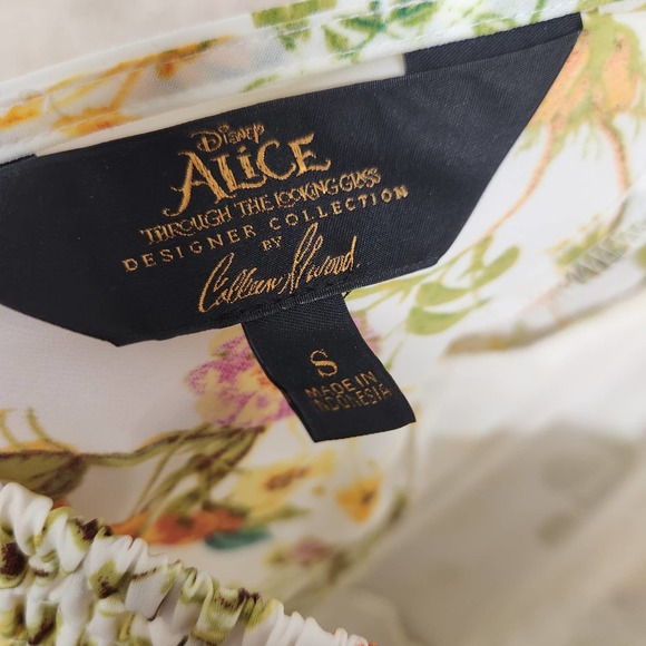 Disney Alice Through The Looking Glass White Floral Cold Shoulder Dress Small - Picture 5 of 7